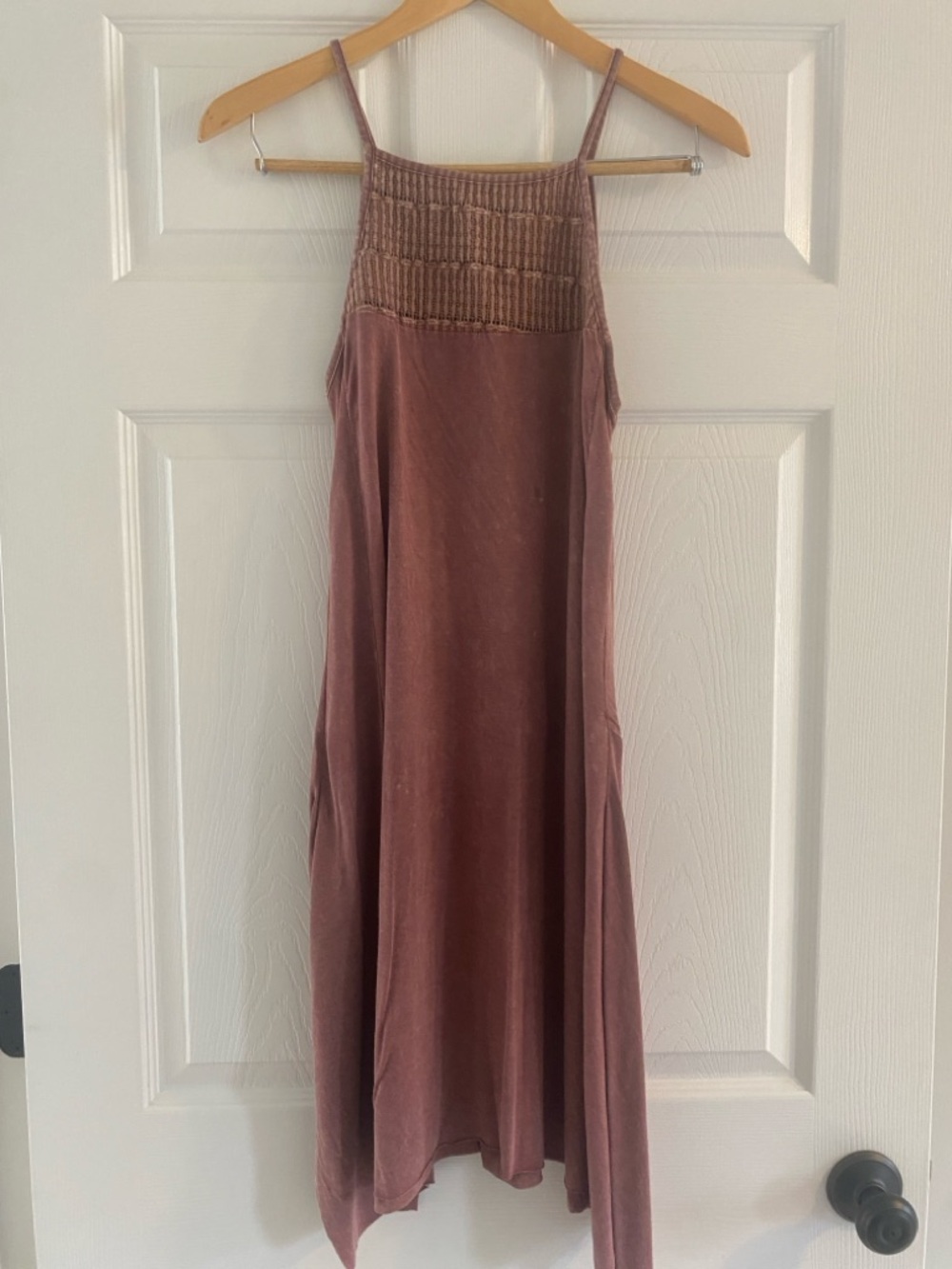 Cotton Spaghetti-Strap Midi Dress in Dusty Rose